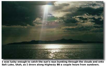 Sun's rays on Salt Lake