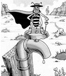 Bee on water pipe