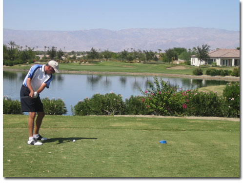 Tony Schieffer on the tee box at Trilogy, which is now called The Golf Club At La Quinta.