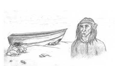 The battered hull of the boat and the Paiute