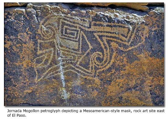 Mogollon petroglyph depicting a Mesoamerican-style mask