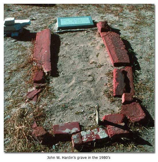 John W. Hardin's grave in the 1980s