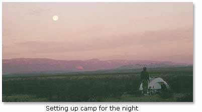 Setting up camp for the night