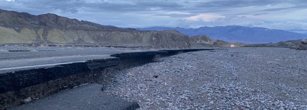 Rocks, mud and floodwater being cleared from highway 190 after heavy rains hit Death Valley National Park early evening August 20, 2023.
NPS