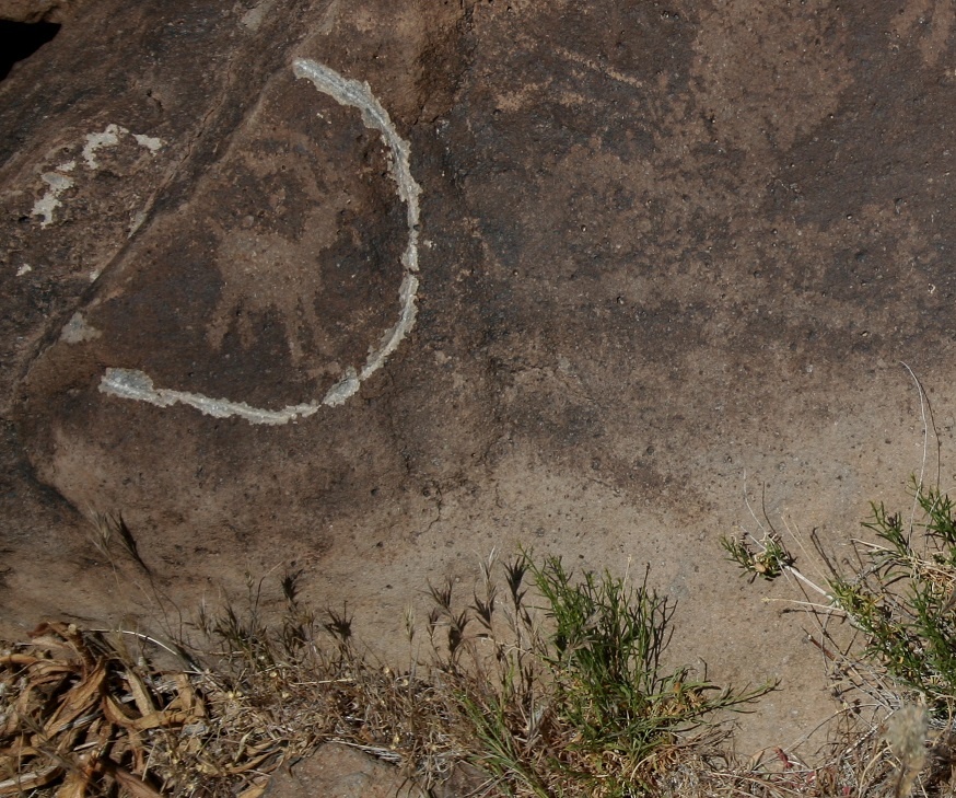 No photos have been released yet of sites Bourne damaged in Death Valley National Park. A vandal tried to remove this petroglyph of a bighorn sheep from a different archeological site in the park. NPS photo