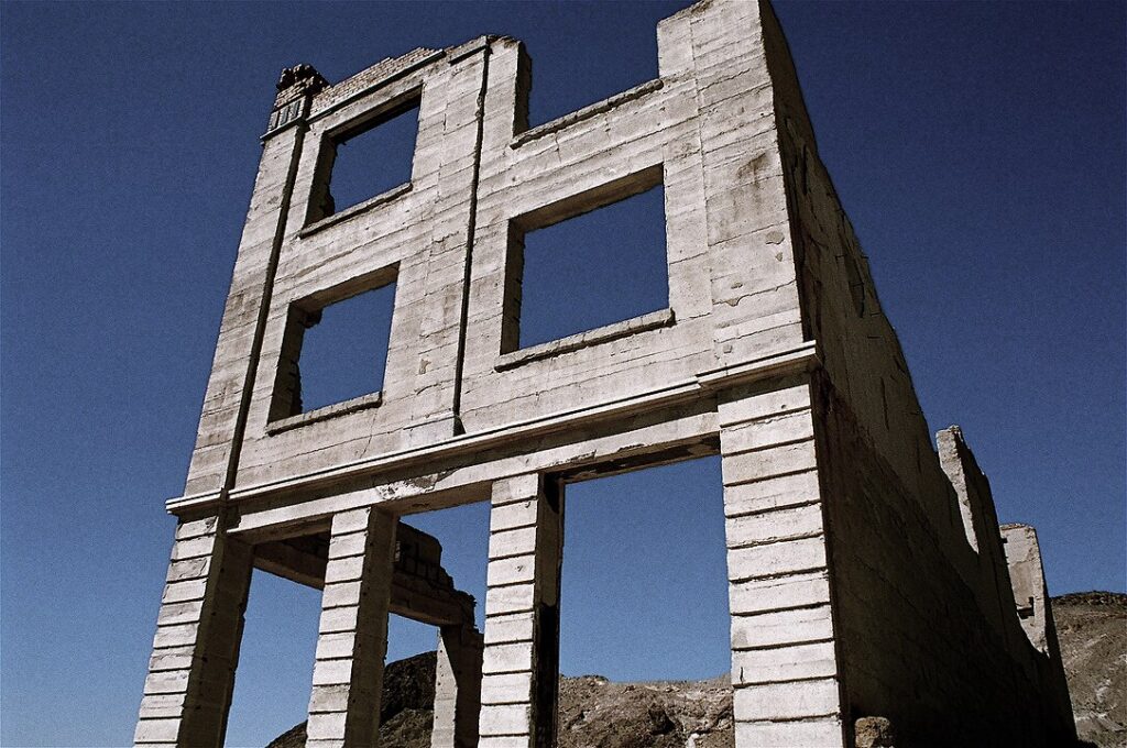 Ruins of the Cook Bank building in Rhyolite, Nevada