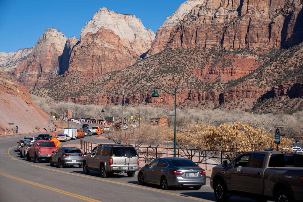 Traffic at the south entrance of Zion National Park NPS / Jonathan Shafer