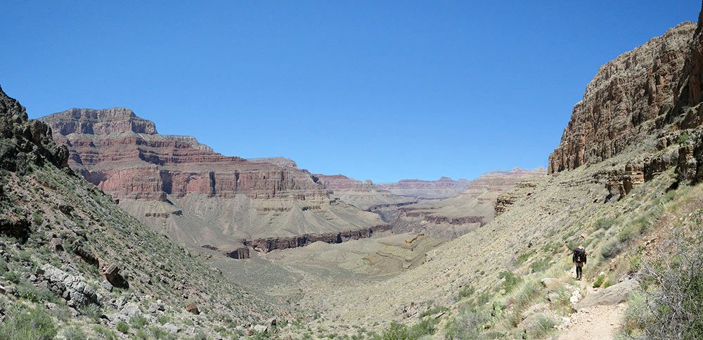 A hiker on the Hermit Trail below Cathedral Stairs M. Quinn