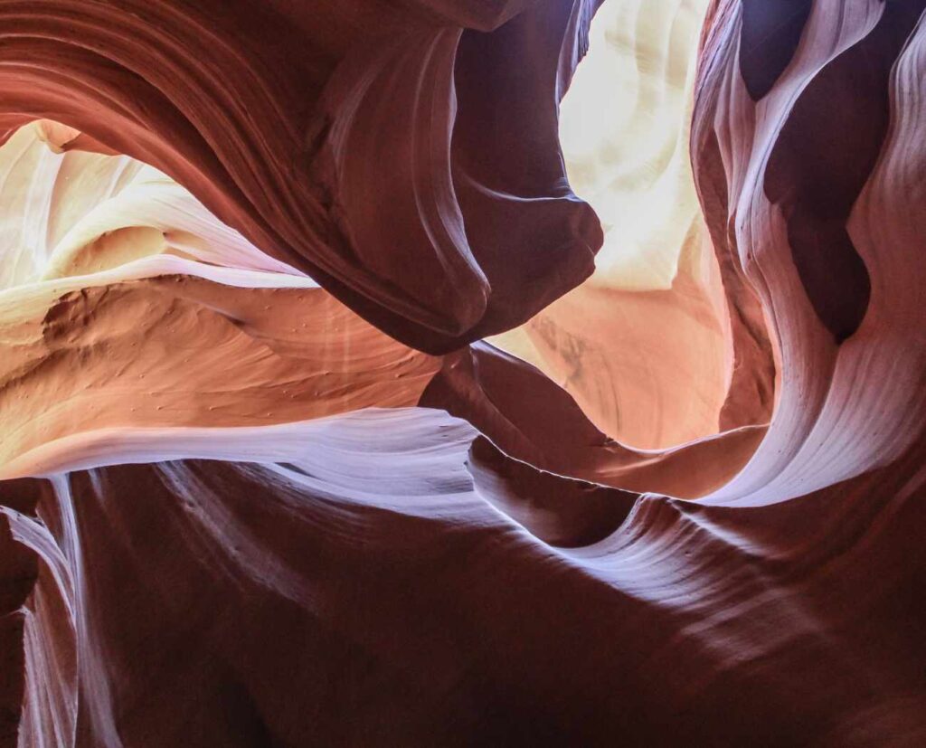 Photo of red sandstone in Upper Antelope Canyon.
