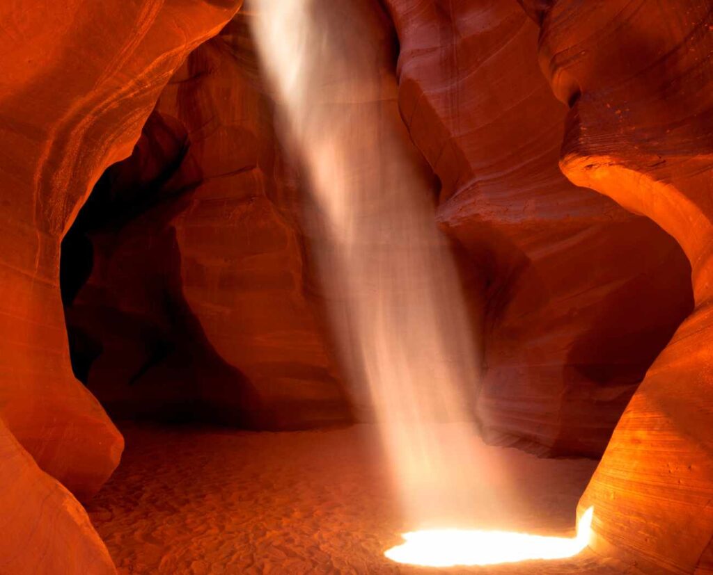 Angled light beam in Antelope Canyon.