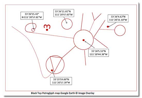 Black Top Petroglyph map Google Earth © Image Overlay