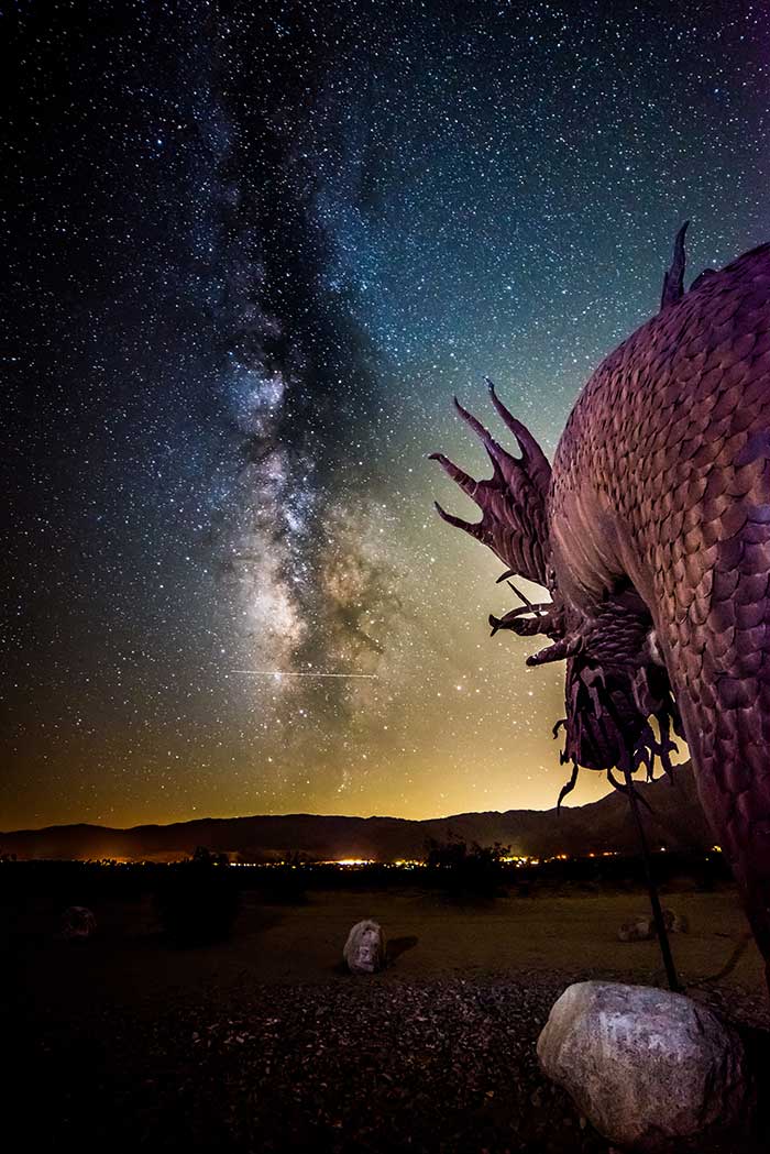 A close-up of the Serpent’s head brightened by the Milky Way.